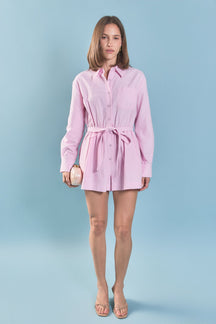 ENGLISH FACTORY - Oxford Belted Romper - ROMPERS available at Objectrare