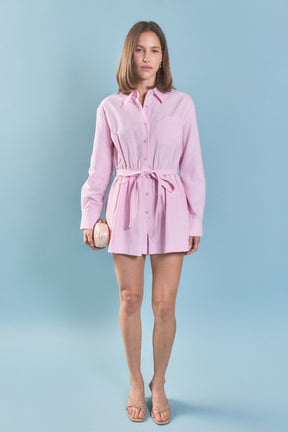 ENGLISH FACTORY - Oxford Belted Romper - ROMPERS available at Objectrare
