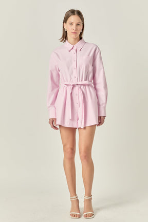 ENGLISH FACTORY - Oxford Belted Romper - ROMPERS available at Objectrare