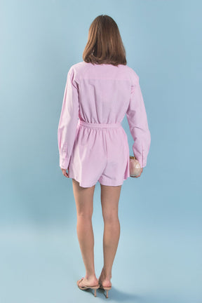 ENGLISH FACTORY - Oxford Belted Romper - ROMPERS available at Objectrare