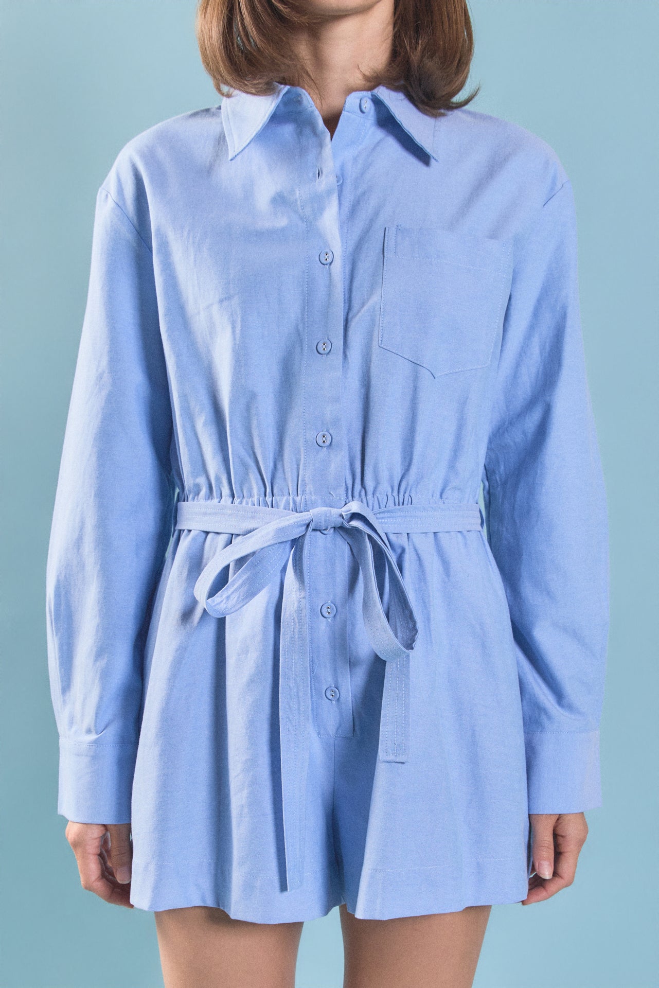 ENGLISH FACTORY - Oxford Belted Romper - ROMPERS available at Objectrare