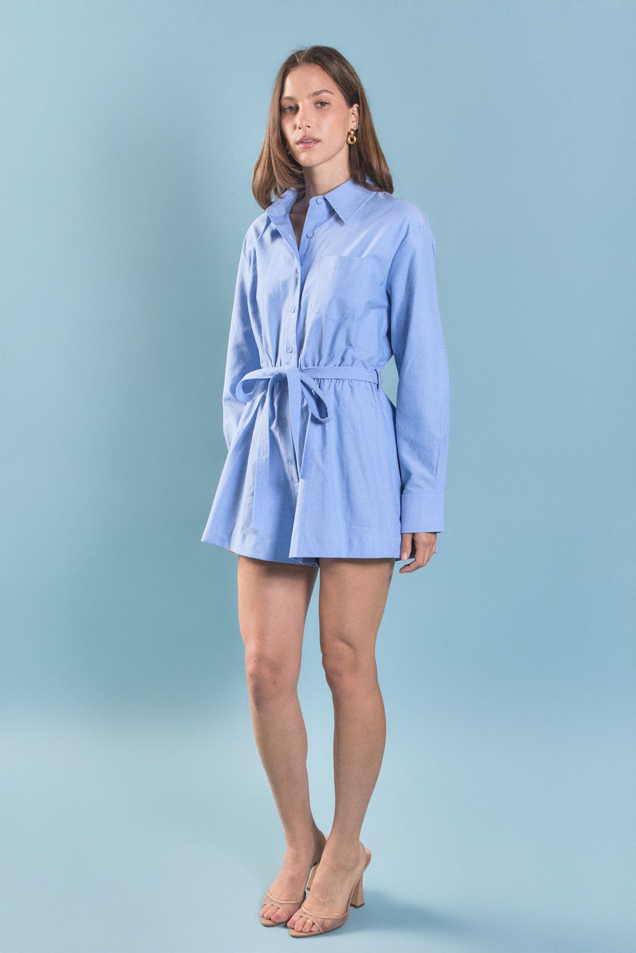 ENGLISH FACTORY - Oxford Belted Romper - ROMPERS available at Objectrare