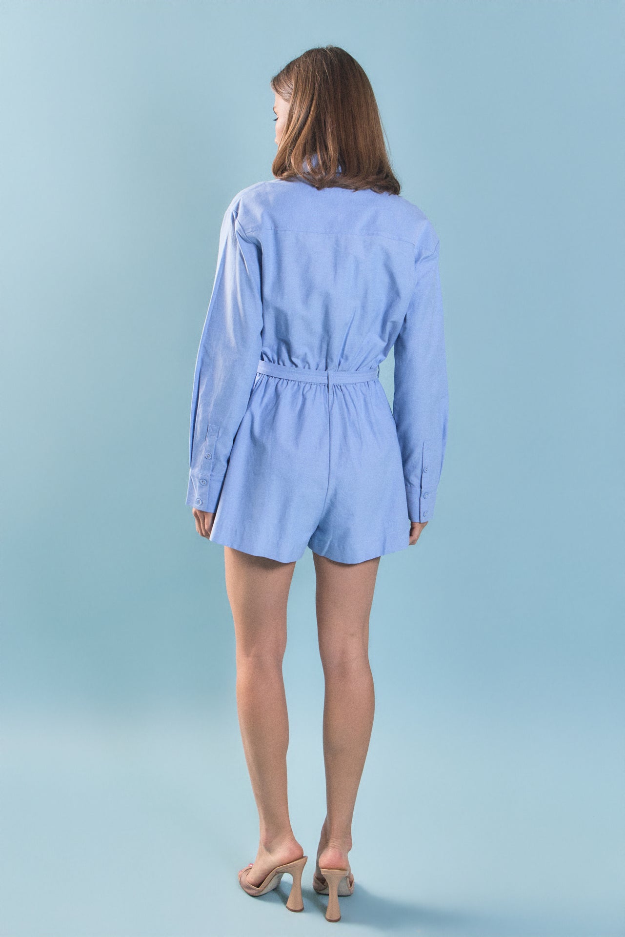 ENGLISH FACTORY - Oxford Belted Romper - ROMPERS available at Objectrare