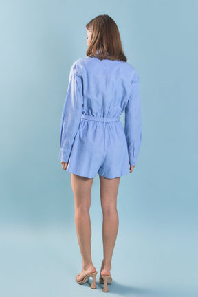 ENGLISH FACTORY - Oxford Belted Romper - ROMPERS available at Objectrare