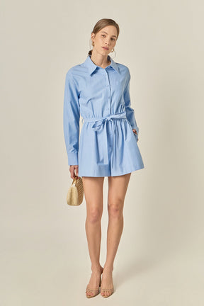 ENGLISH FACTORY - Oxford Belted Romper - ROMPERS available at Objectrare