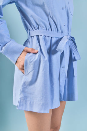ENGLISH FACTORY - Oxford Belted Romper - ROMPERS available at Objectrare