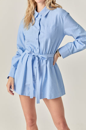ENGLISH FACTORY - Oxford Belted Romper - ROMPERS available at Objectrare