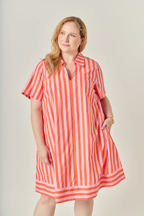ENGLISH FACTORY - Striped V-Neck Shirt Dress - DRESSES available at Objectrare