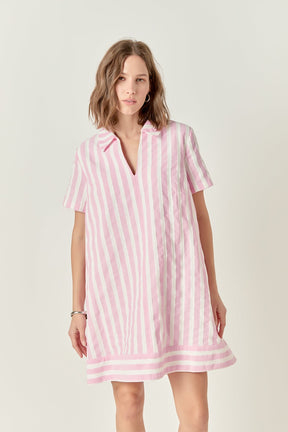 ENGLISH FACTORY - Striped Jacquard Mini Shirt Dress - DRESSES available at Objectrare
