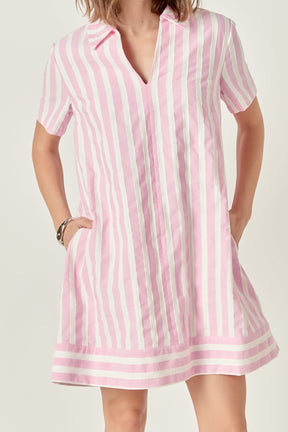 ENGLISH FACTORY - Striped Jacquard Mini Shirt Dress - DRESSES available at Objectrare