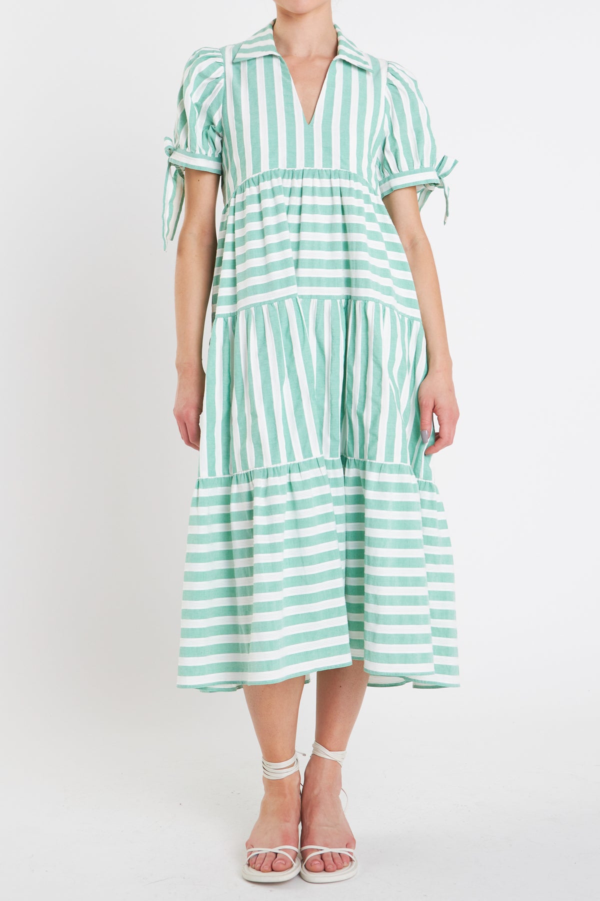 Plus Size Striped Jacquard Midi Dress