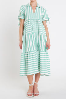 ENGLISH FACTORY - Plus Size Striped Jacquard Midi Dress - DRESSES available at Objectrare