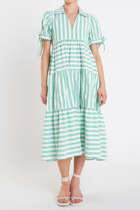 ENGLISH FACTORY - Plus Size Striped Jacquard Midi Dress - DRESSES available at Objectrare