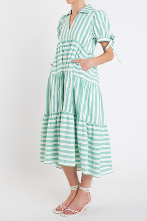 ENGLISH FACTORY - Plus Size Striped Jacquard Midi Dress - DRESSES available at Objectrare