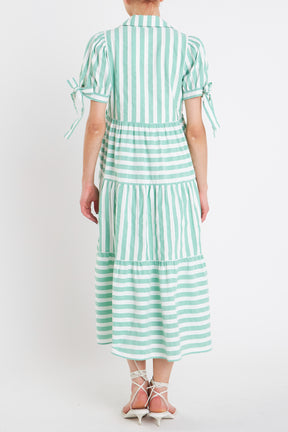 ENGLISH FACTORY - Plus Size Striped Jacquard Midi Dress - DRESSES available at Objectrare