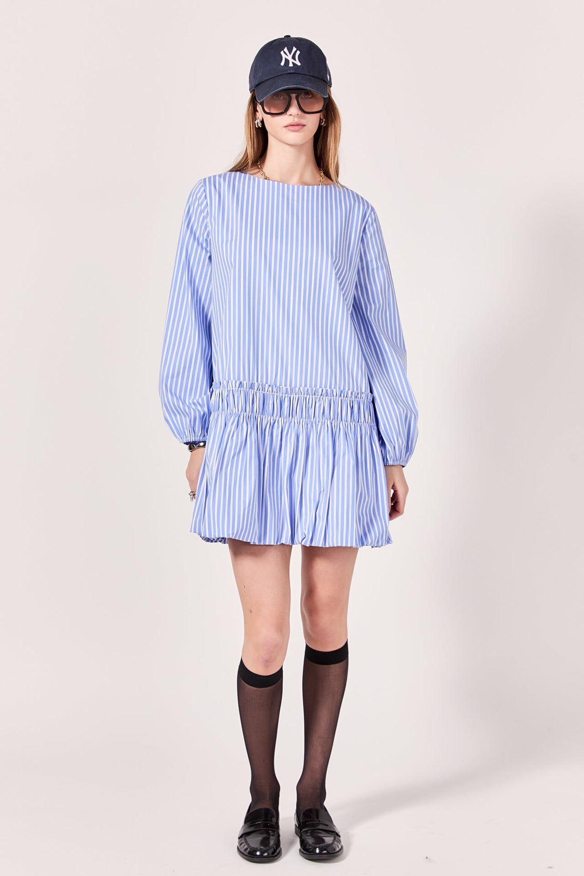 ENGLISH FACTORY - Francine Striped Balloon Mini Dress - DRESSES available at Objectrare