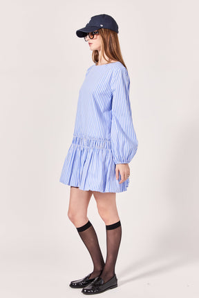 ENGLISH FACTORY - English Factory - Francine Striped Balloon Mini Dress - DRESSES available at Objectrare