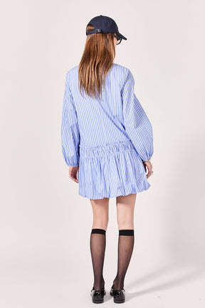 ENGLISH FACTORY - Francine Striped Balloon Mini Dress - DRESSES available at Objectrare