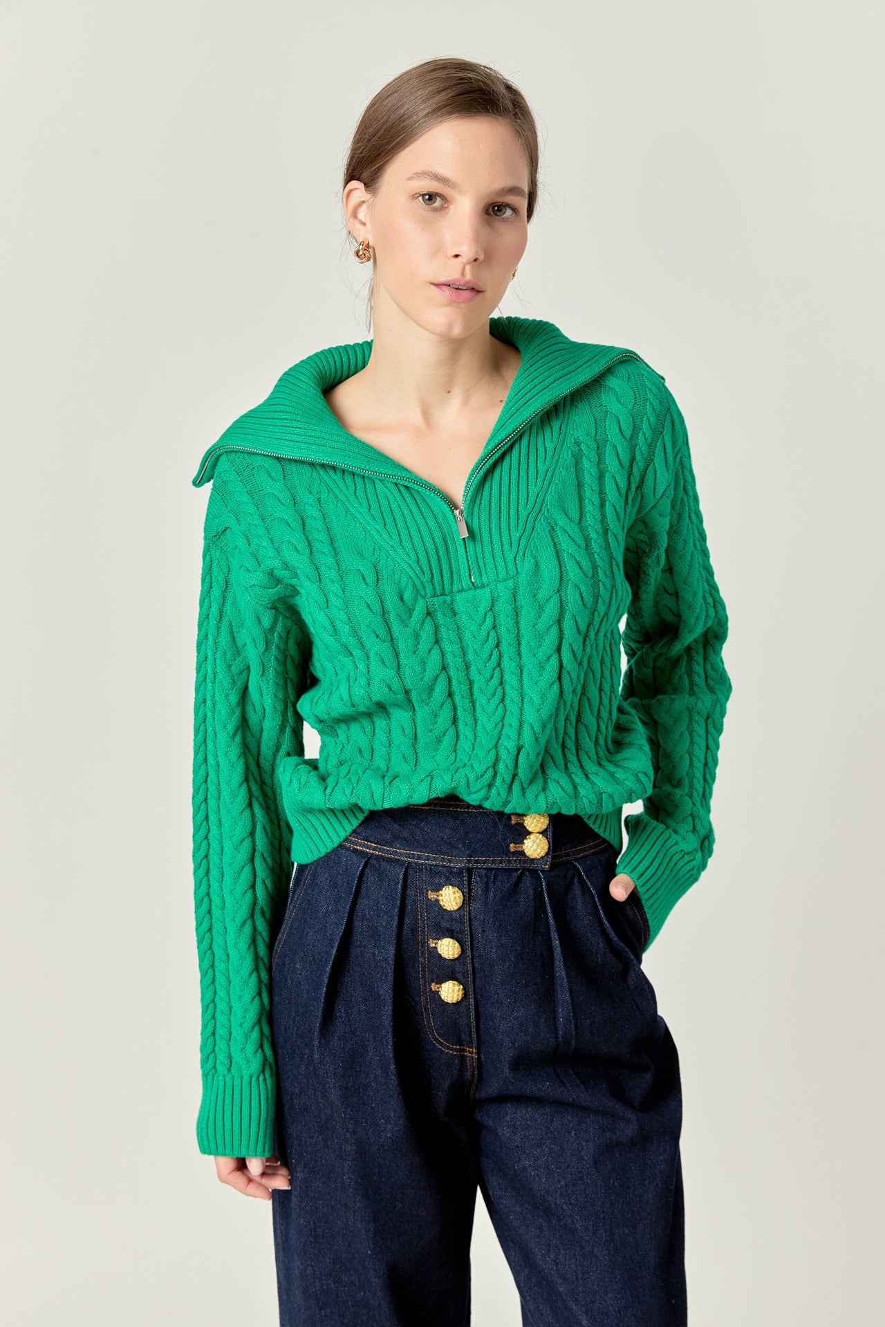 Zip Up Knit Top
