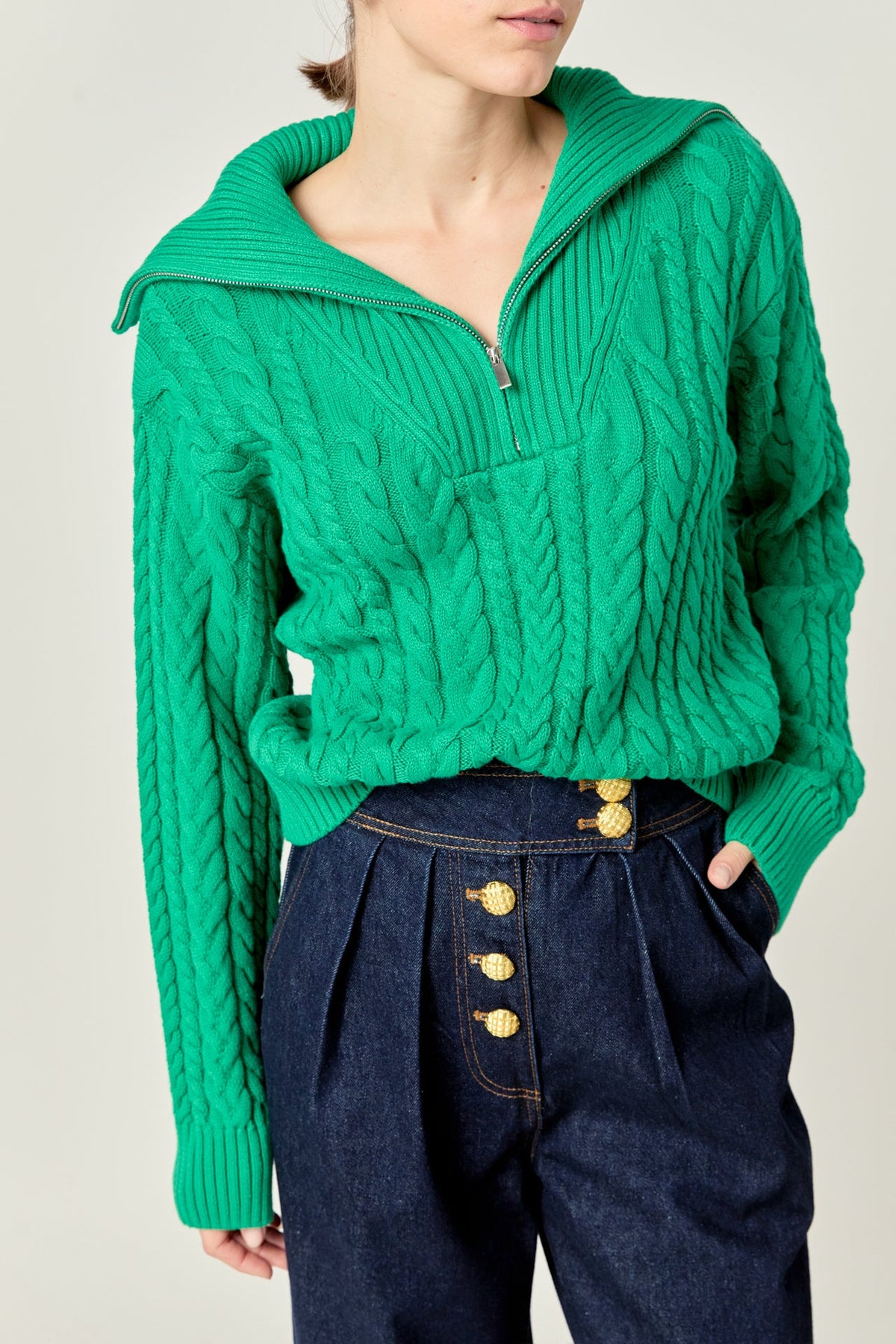 Zip Up Knit Top