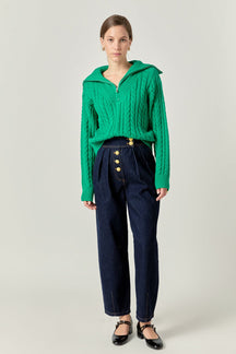 Zip Up Knit Top