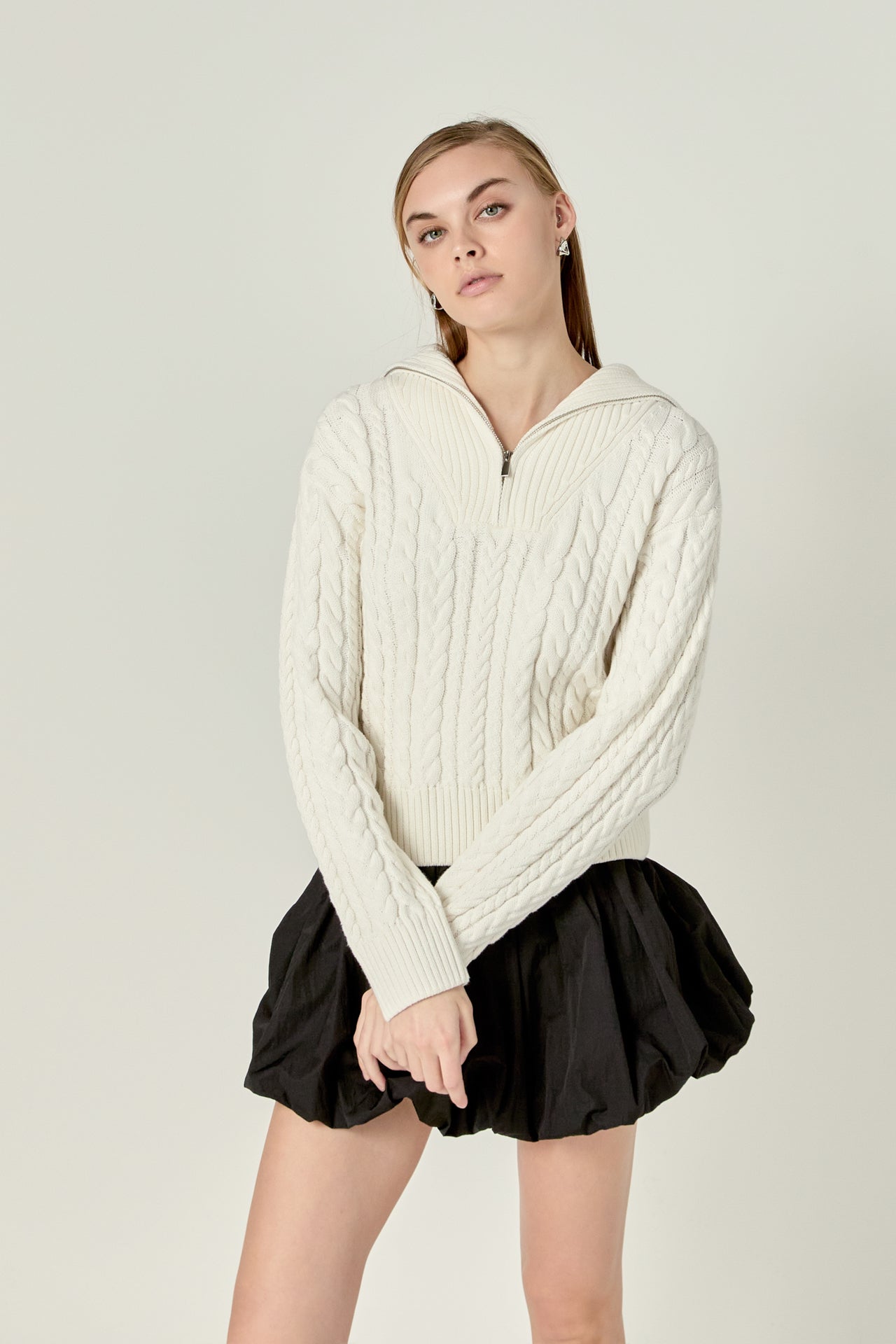 ENGLISH FACTORY - Zip Up Knit Top - TOPS available at Objectrare