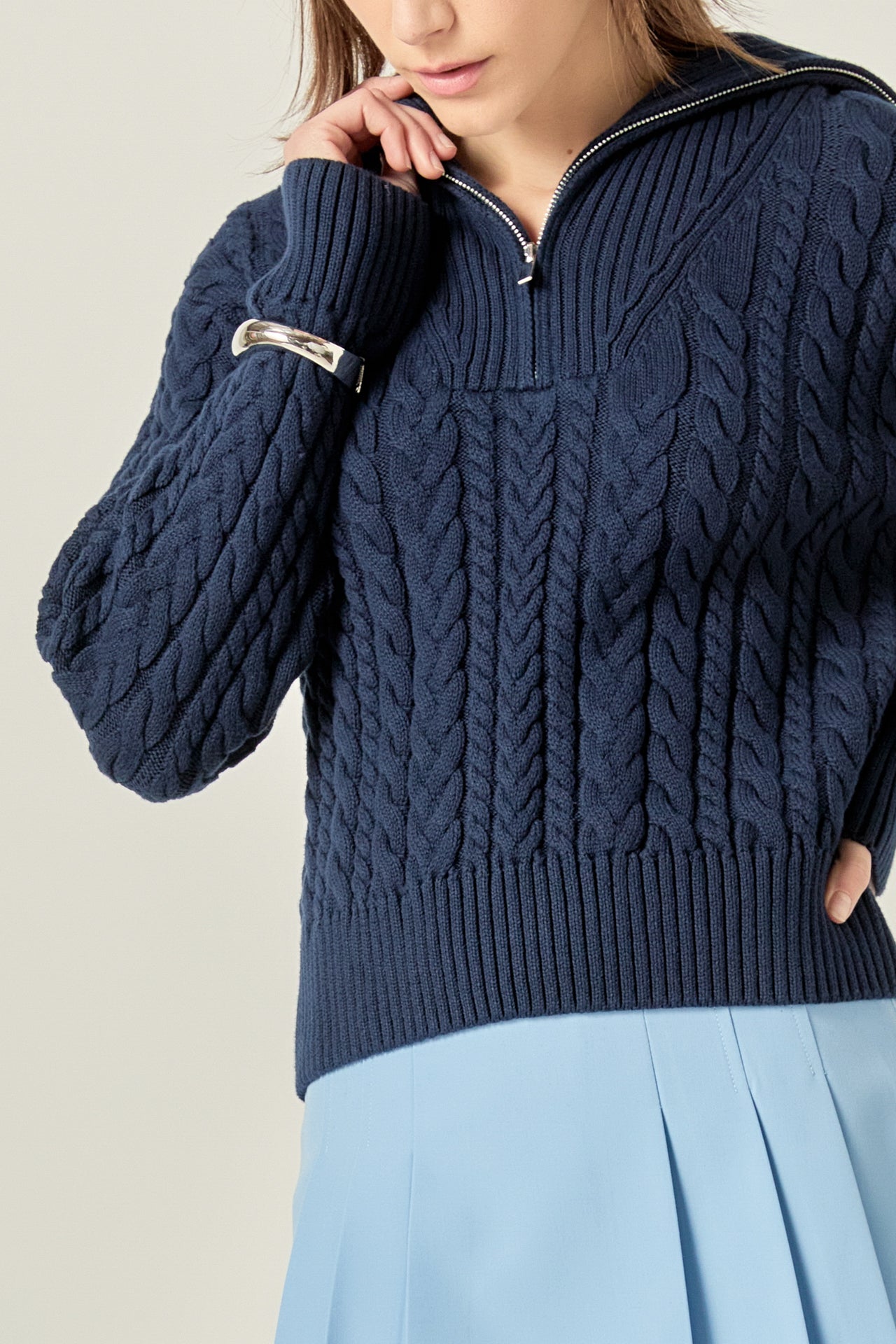 ENGLISH FACTORY - Zip Up Knit Top - TOPS available at Objectrare