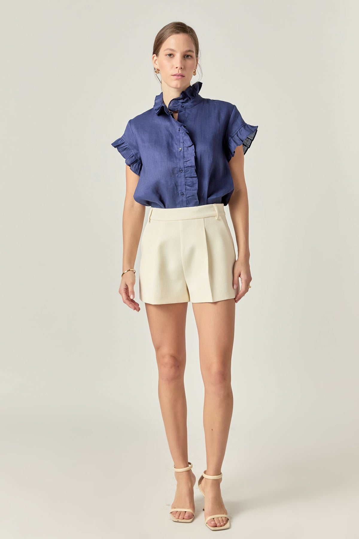 ENGLISH FACTORY - Emmeline Tuck Detailed Shorts - SHORTS available at Objectrare