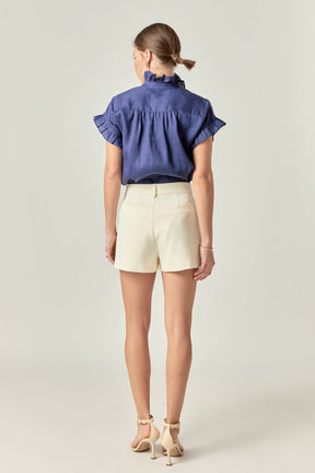 ENGLISH FACTORY - Emmeline Tuck Detailed Shorts - SHORTS available at Objectrare