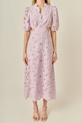 ENGLISH FACTORY - Lilac Bloom Cutout Dress - DRESSES available at Objectrare