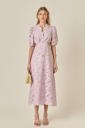 ENGLISH FACTORY - Lilac Bloom Cutout Dress - DRESSES available at Objectrare