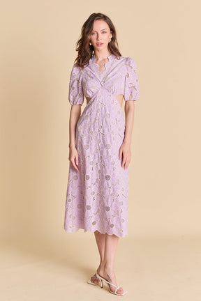 ENGLISH FACTORY - Lilac Bloom Cutout Dress - DRESSES available at Objectrare