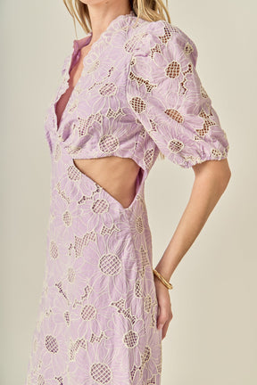 ENGLISH FACTORY - Lilac Bloom Cutout Dress - DRESSES available at Objectrare