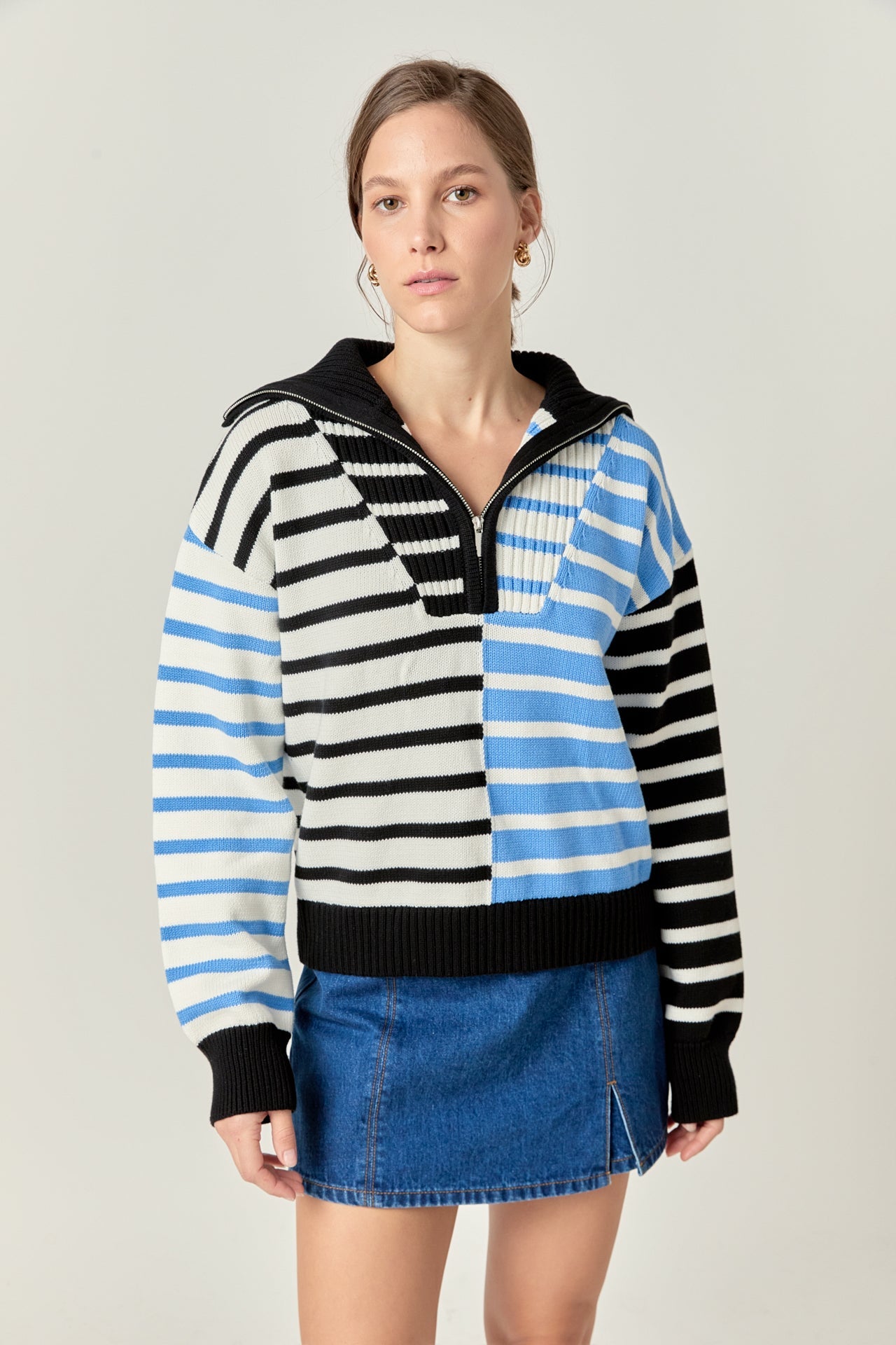 ENGLISH FACTORY - English Factory - Multi Stripe Knit Sweater - SWEATERS & KNITS available at Objectrare