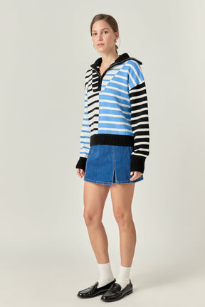 ENGLISH FACTORY - English Factory - Multi Stripe Knit Sweater - SWEATERS & KNITS available at Objectrare