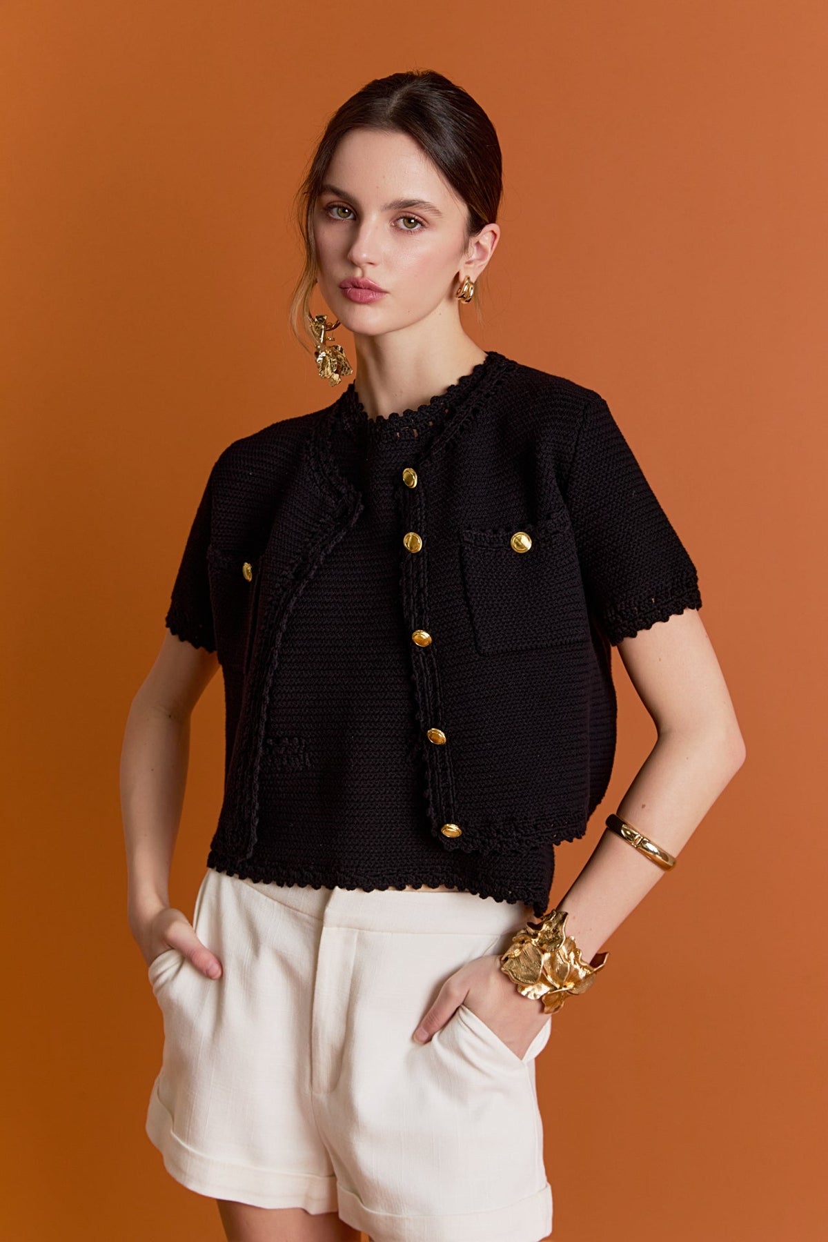 Vivienne Short Sleeve Textured Cardigan