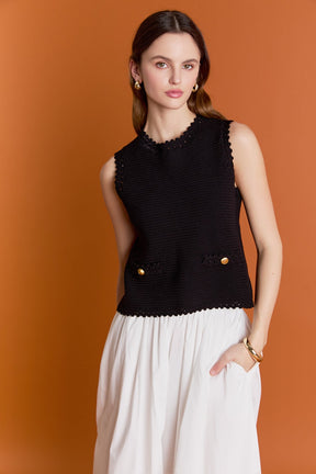 ENGLISH FACTORY - Sleeveless Knit Top - SWEATERS & KNITS available at Objectrare