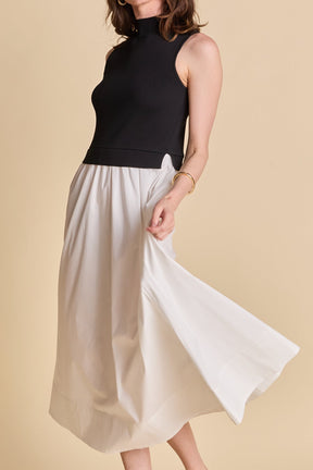 Sleeveless Mixed Media Midi Dress