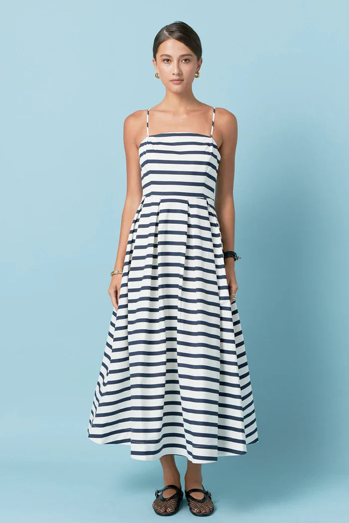 ENGLISH FACTORY - Striped Midi Dress - DRESSES available at Objectrare