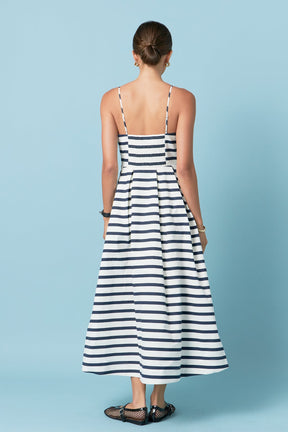 Striped Pleated Midi Dress