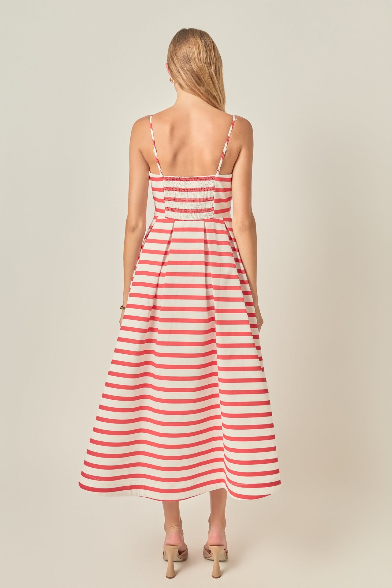 Striped Pleated Midi Dress