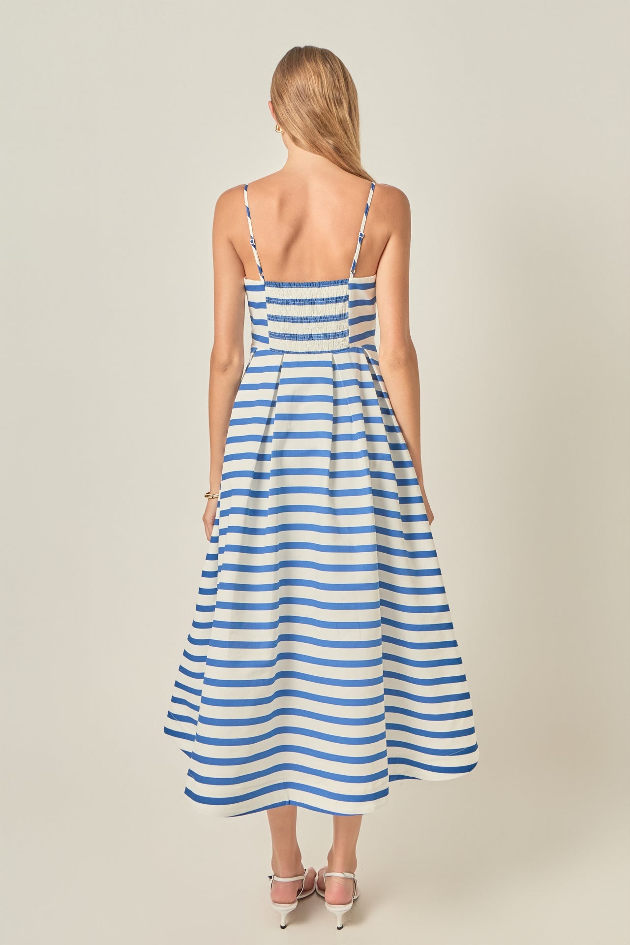 Striped Pleated Midi Dress