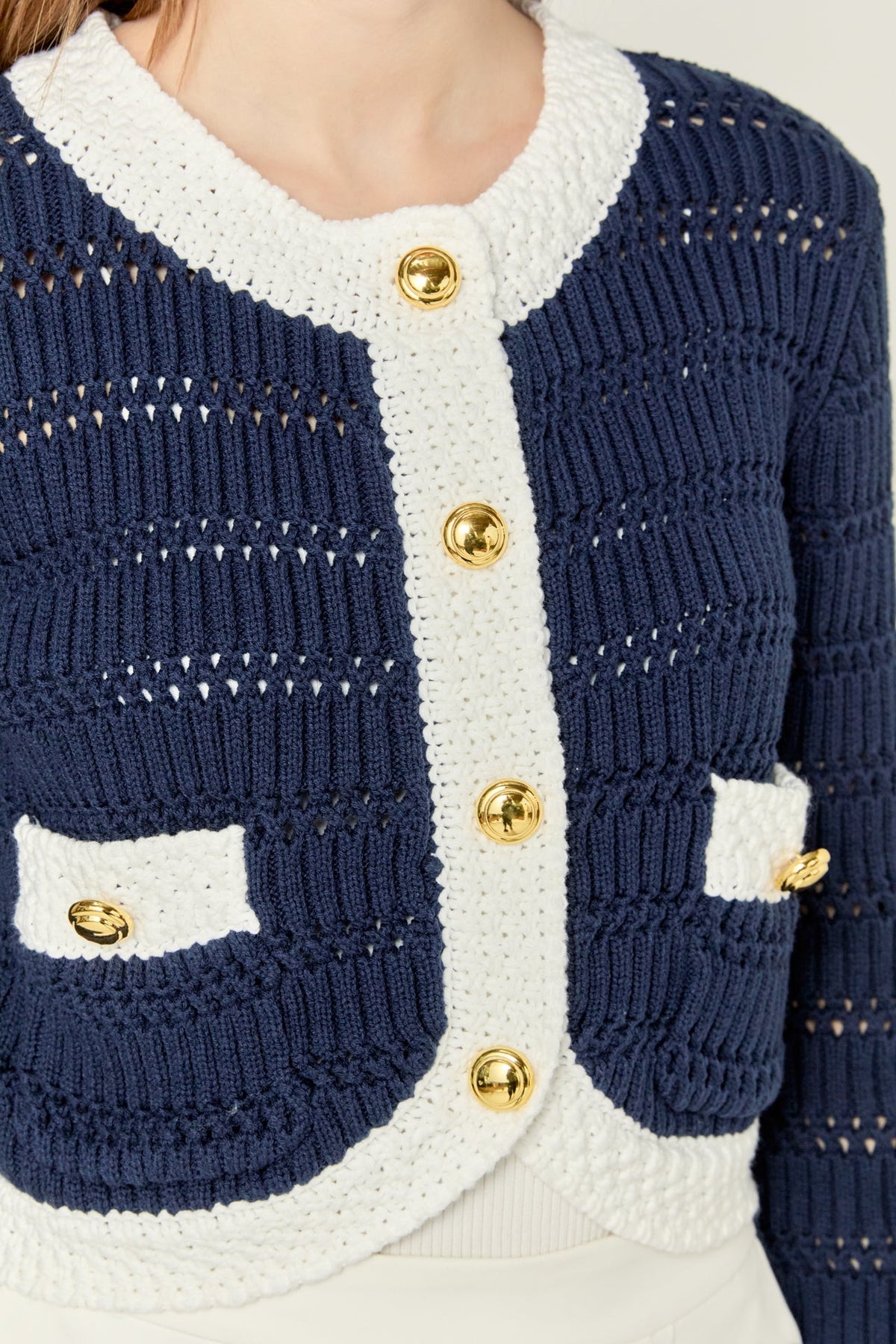 ENGLISH FACTORY - Contrast Round Hem Cardigan - SWEATERS & KNITS available at Objectrare