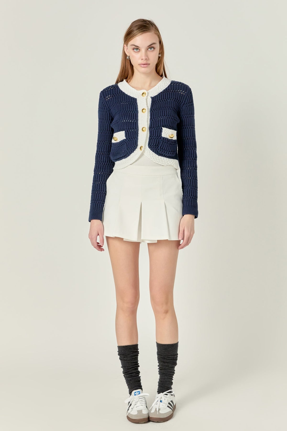 ENGLISH FACTORY - Contrast Round Hem Cardigan - SWEATERS & KNITS available at Objectrare