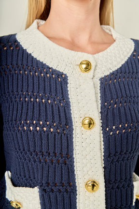 ENGLISH FACTORY - Contrast Round Hem Cardigan - SWEATERS & KNITS available at Objectrare