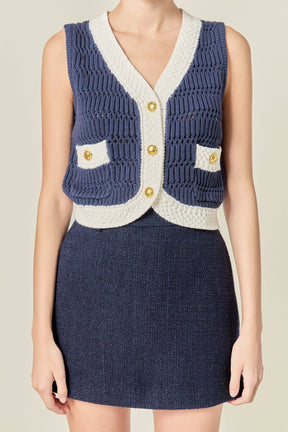 ENGLISH FACTORY - Contrast Sleeveless Knit Top - TOPS available at Objectrare