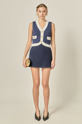 ENGLISH FACTORY - Contrast Sleeveless Knit Top - TOPS available at Objectrare