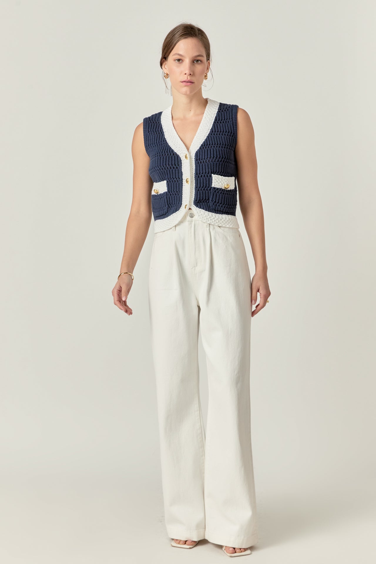 ENGLISH FACTORY - Contrast Sleeveless Knit Top - TOPS available at Objectrare