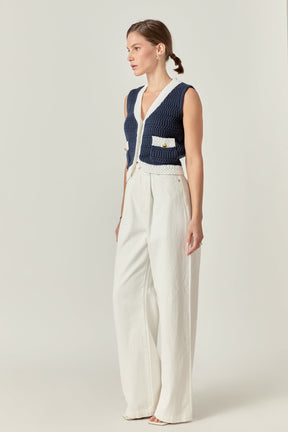 ENGLISH FACTORY - Contrast Sleeveless Knit Top - TANK TOPS available at Objectrare