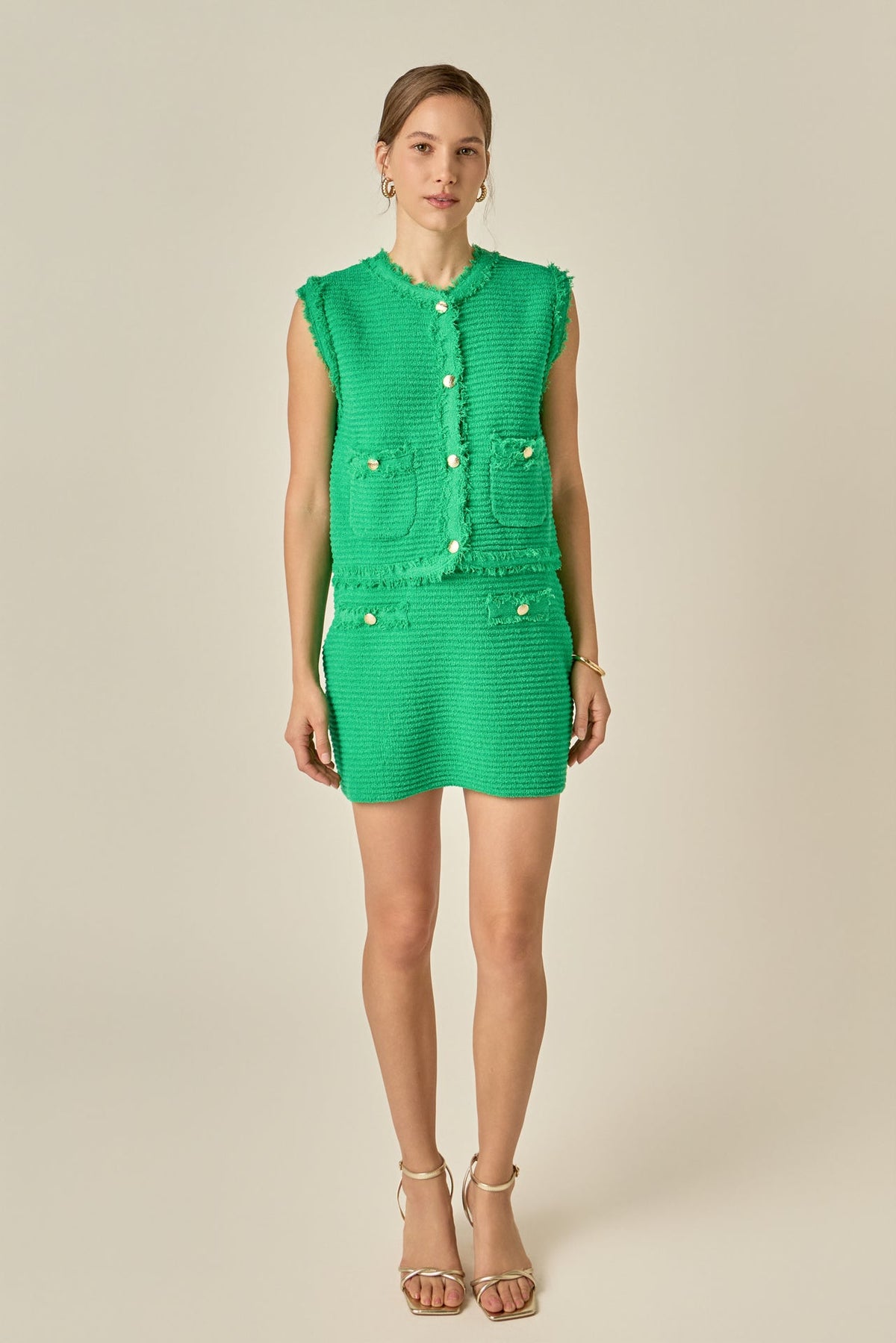 ENGLISH FACTORY - Haley Fringe Knit Vest - OUTERWEAR available at Objectrare